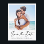 Modern Ink Pen Calligraphy Save The Date Photo Postcard<br><div class="desc">Modern Minimalist Elegance Calligraphy Ink Pen Handwritten Script Wedding Engagement Announcement Photo Save The Date Postcard</div>