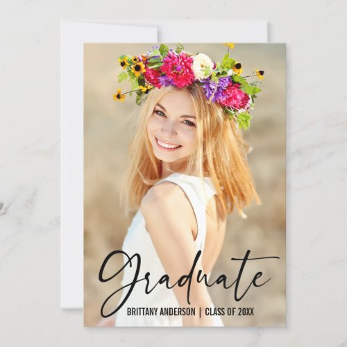 Modern Ink Pen Script Calligraphy Graduation Announcement