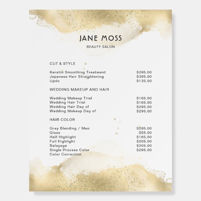 Modern Ink Salon Price List Boards (Front)