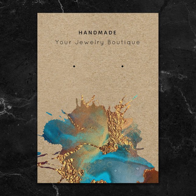 Modern Ink Splash Blue Gold Earring Display Cards (Creator Uploaded)
