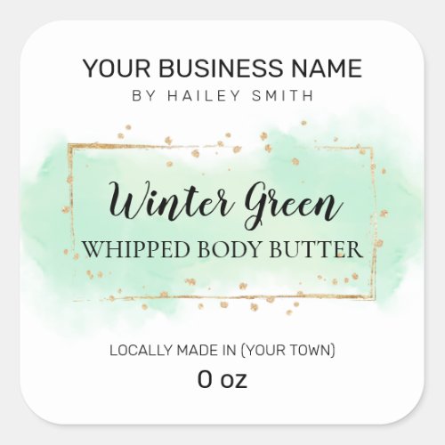 Modern Ink Turquoise And Gold Whipped Body Butter Square Sticker