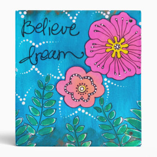 Modern Inspirational Art with Pink Flowers |  3 Ring Binder