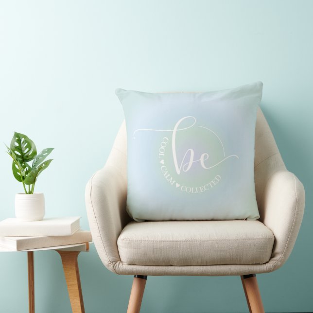 Modern Inspirational Quote Blue Be Cool Calm Throw Pillow (Chair)