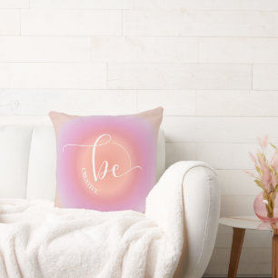 Modern Inspirational Quote Pink Be Creative Throw Pillow