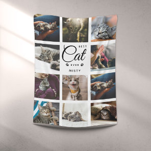 Modern Instagram BEST CAT EVER Photo Collage Pet Fleece Blanket