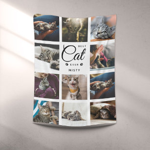 Modern Instagram BEST CAT EVER Photo Collage Pet Fleece Blanket