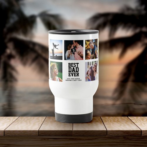 Modern Instagram BEST DAD EVER Photo Collage Travel Mug