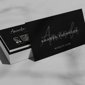 Modern Instagram Facebook QR Code Social Media Business Card