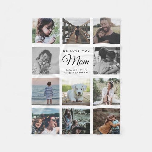 Modern Instagram Family Photo Collage Mothers Day Fleece Blanket