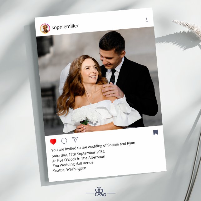 Modern Instagram Frame Custom Photo Wedding  Invitation (Creator Uploaded)