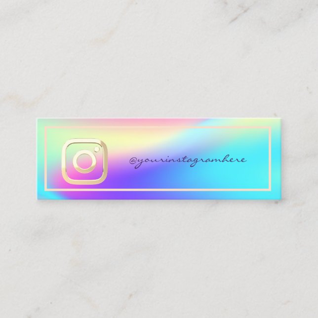 Modern  Instagram Holographic Mini Business Card (Front)