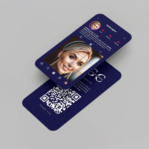 Modern Instagram Inspired Monogram Midnight Blue Business Card