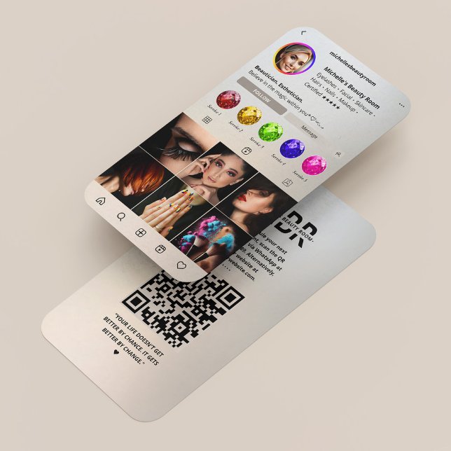 Modern Instagram Makeup Artist Silver Gold Business Card (Creator Uploaded)