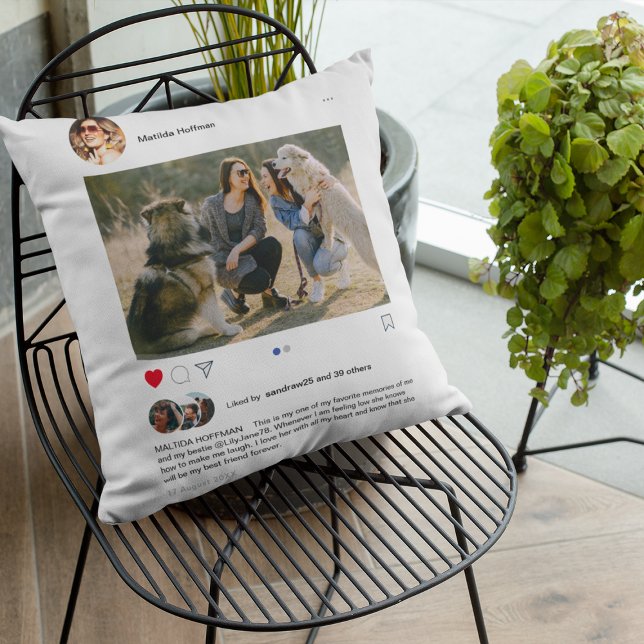 Modern Instagram Post Bestie Throw Pillow (Creator Uploaded)