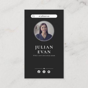 Modern Instagram Professional Black Photo Business Card