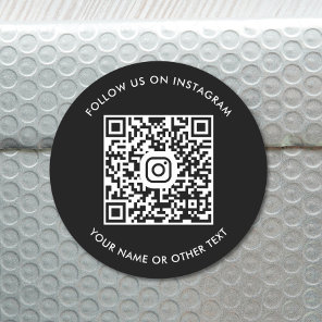Modern Instagram QR Code Black Classic Round Sticker