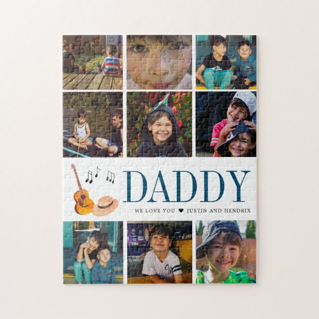 Modern Instagram Square Photo Collage | Guitar Jigsaw Puzzle (Vertical)