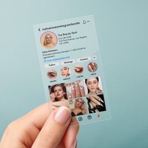 Modern Instagram Style Multi-Photo Beauty Clear Business Cards