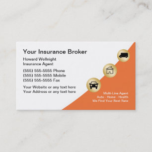 Modern Insurance Broker Business Cards