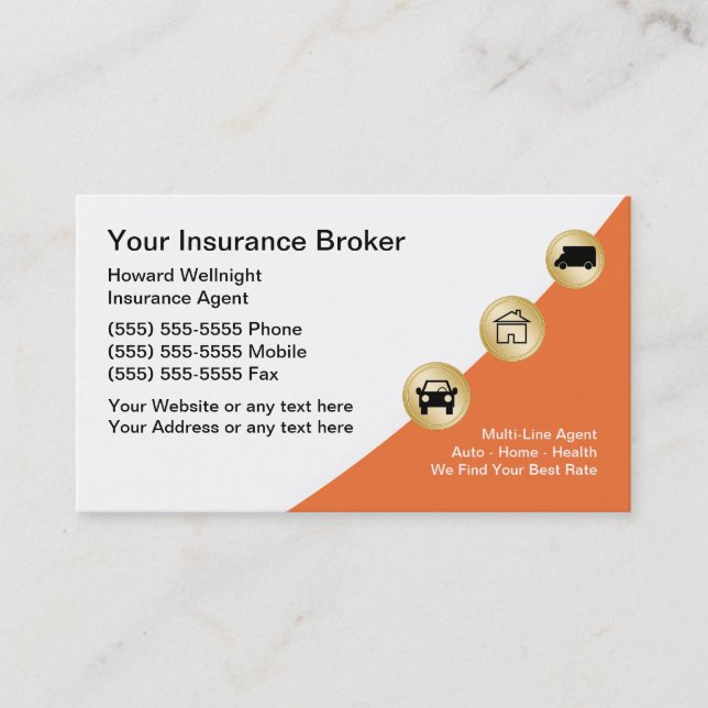 Modern Insurance Broker Business Cards (Front)