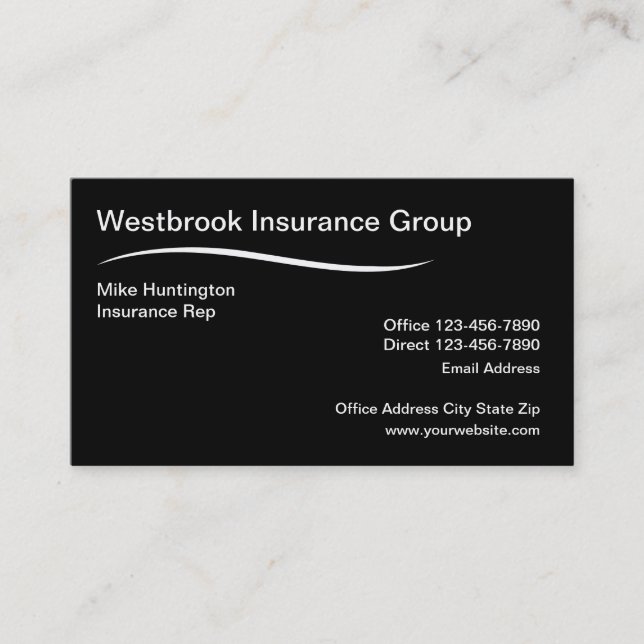 Modern Insurance Company Rep Business Card (Front)
