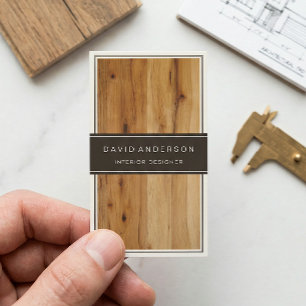 Modern Interior Design Stylish Wood Grain Business Card