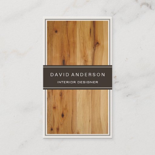Customizable Modern Interior Design Stylish Wood Grain Business Card