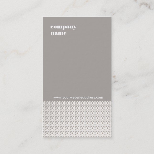 Modern Interior Design Taupe Gray Pattern Business Card (Front)