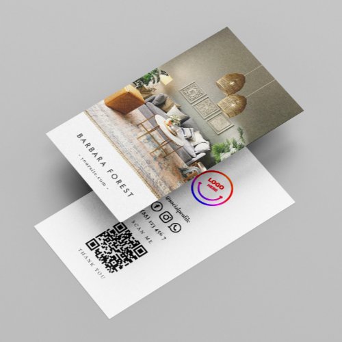 Modern Interior Designer Architect Consultant Qr  Business Card