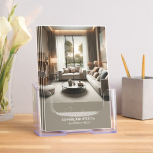 Modern Interior Designer Business Taupe Bi-Fold Brochure