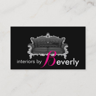 Modern Interior Designer Pink and Black Business Card