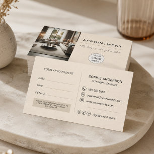 Modern Interior Designer Professional Logo Cream Appointment Card