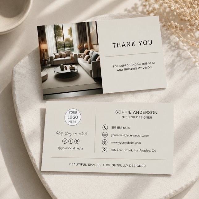 Modern Interior Designer Professional Logo Thank You Card (Modern Interior Designer Professional Logo Thank You Card)