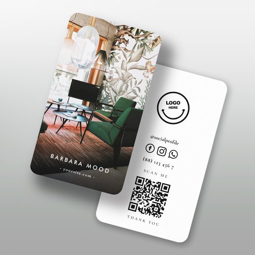 Modern Interior Designer Qr Code Business Card