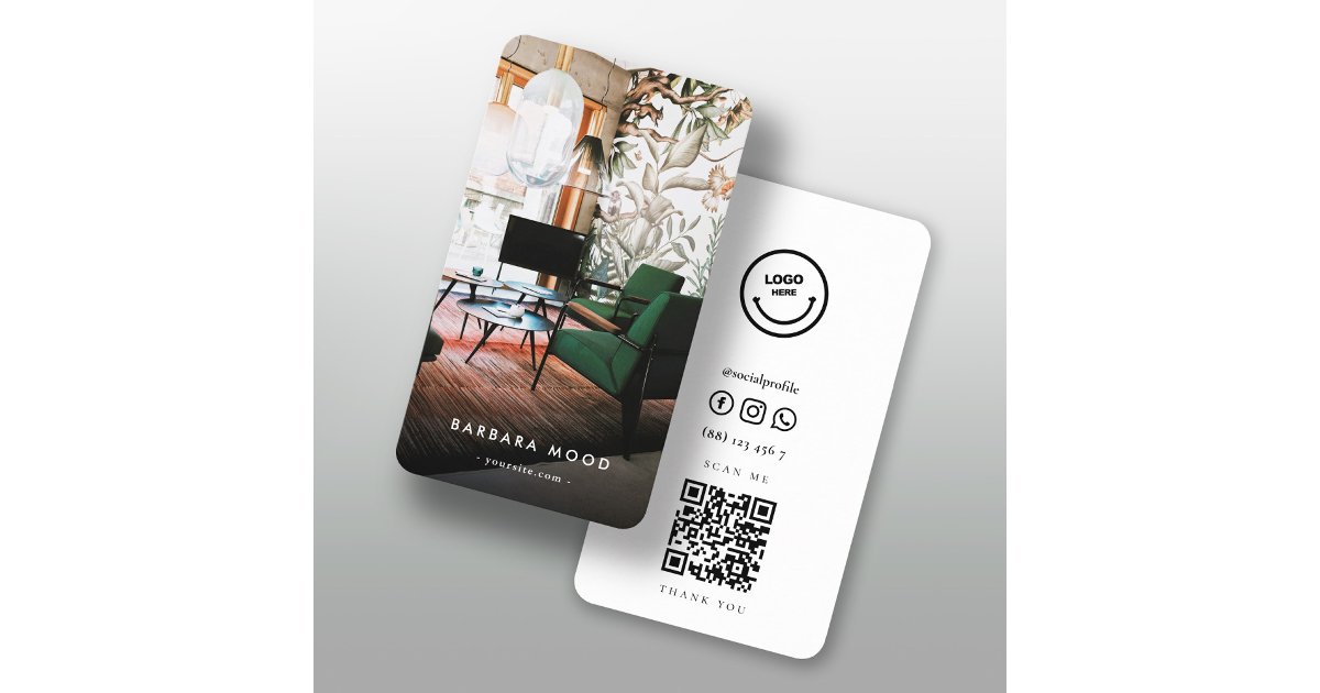 Modern Interior Designer Qr Code Business Card | Zazzle