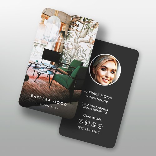 Modern Interior Designer Social Media Business Card