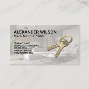 Modern Interior Living Room Keys Business Card