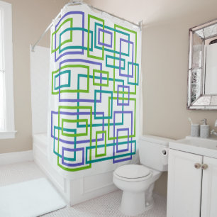 Modern Interlock Geometric Shower Curtain