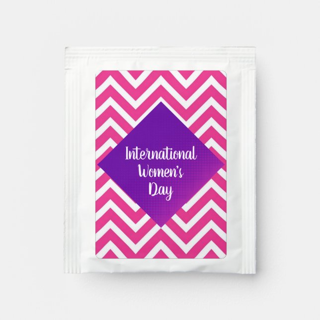 Modern International Womens Day Pink Coffee  Tea Bag Drink Mix (Front)