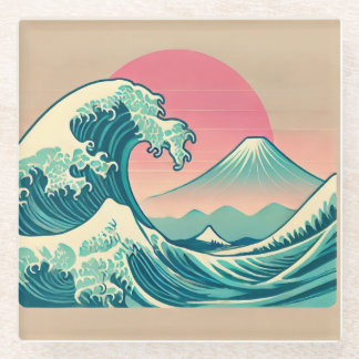 Modern Interpretation of The Great Wave Glass Coaster