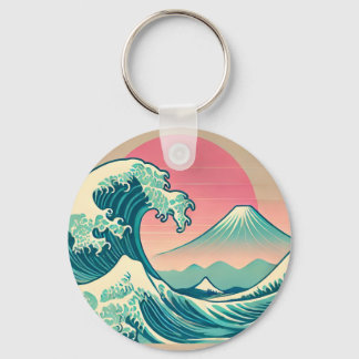 Modern Interpretation of The Great Wave  Keychain