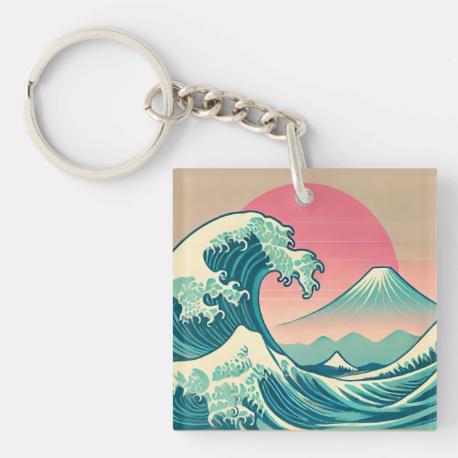 Modern Interpretation of The Great Wave  Keychain (Front)