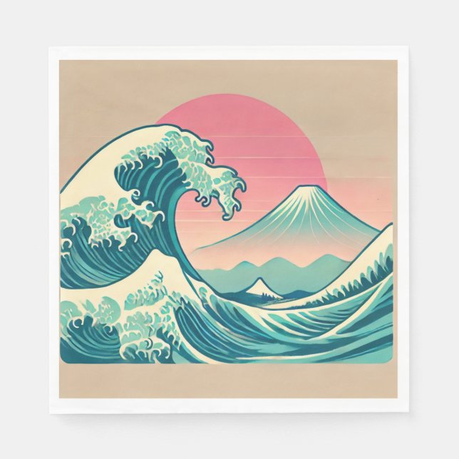 Modern Interpretation of The Great Wave Napkins (Front)