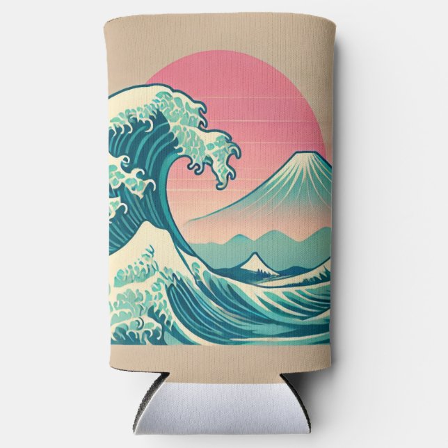 Modern Interpretation of The Great Wave Seltzer Can Cooler (Front)