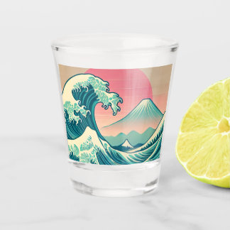 Modern Interpretation of The Great Wave Shot Glass