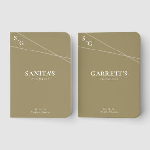 Modern Intersecting Lines Wedding Vow Book Set