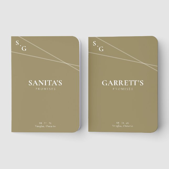 Modern Intersecting Lines Wedding Vow Book Set (Front)