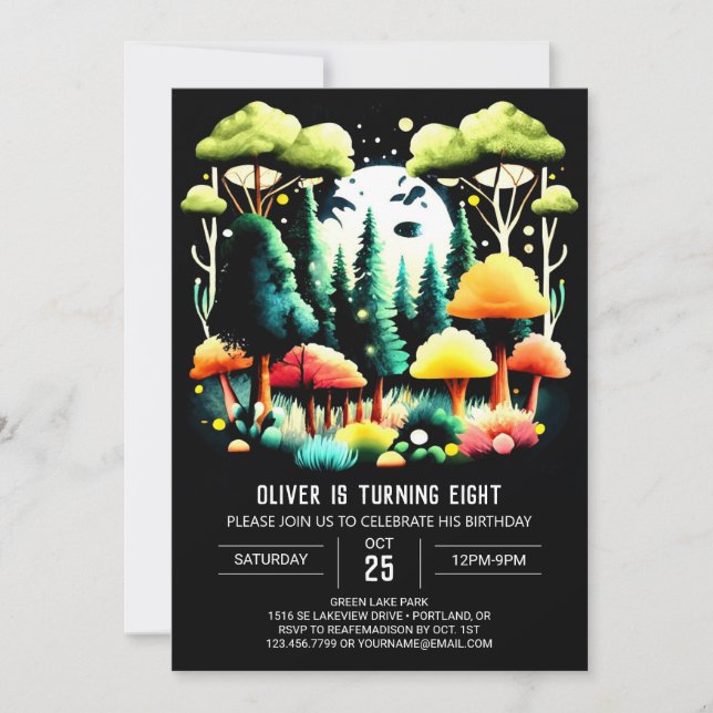 Modern Into the Woods Kids Birthday Party Invitation (Front)