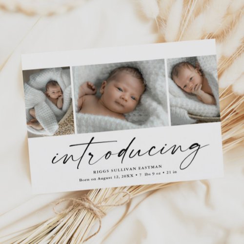 Modern Introducing Baby Photo Collage Thank You Card