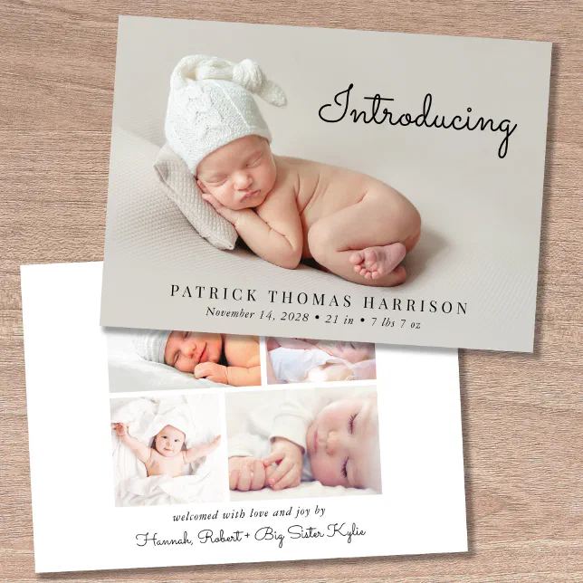Modern Introducing Photo Birth Announcement Zazzle